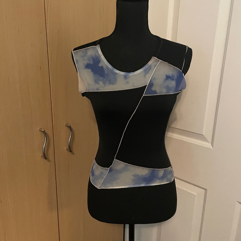 NWT Swim Shirt Semi-Sheer Mesh Raised Stitch Accents (Size S)